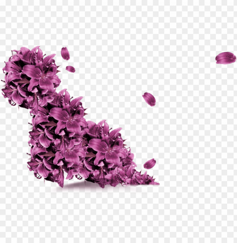 clip library stock purple flower flying decorative - flying lavender petal Isolated Design Element in Transparent PNG