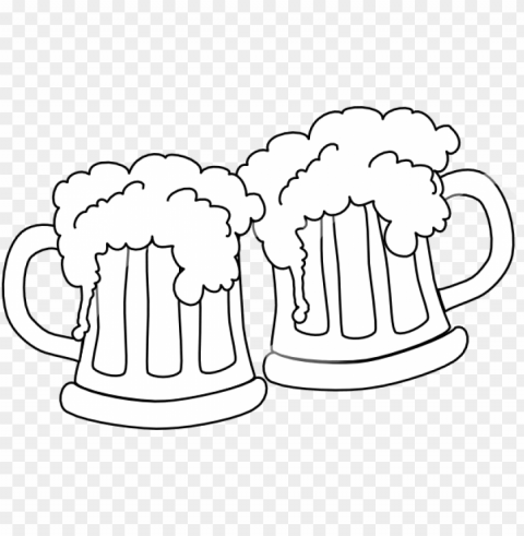 clipart library stock mug black and white - cheers beer black Isolated Artwork on Clear Background PNG