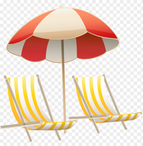 clipart beach - beach chair and umbrella clip art HighQuality Transparent PNG Isolated Graphic Element