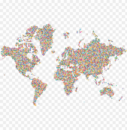 clipart prismatic hexagonal world map 2 no background - world map no background Alpha channel transparent PNG