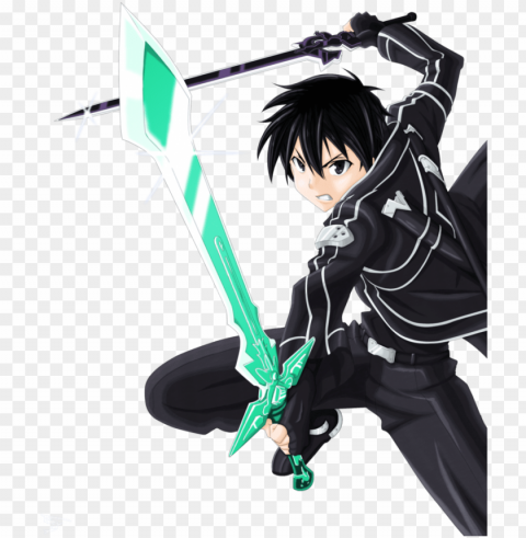 clipart resolution 810986 - sword art online kirito dual sword chibi Clear Background Isolated PNG Graphic