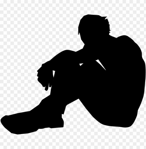 clipart - resting man - sad person silhouette Isolated Character on Transparent Background PNG
