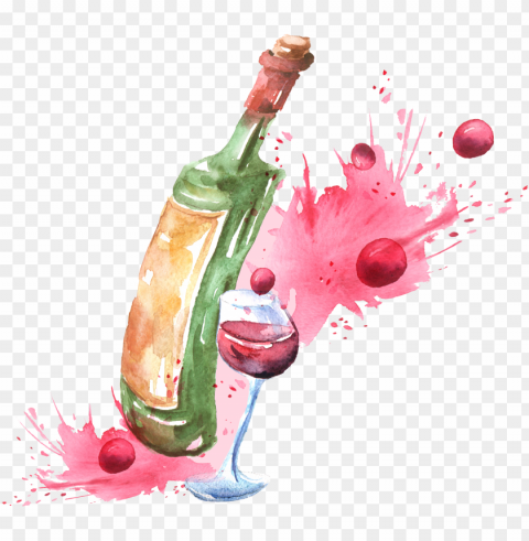 clipart stock red wine cocktail watercolor - water color wine Transparent PNG graphics archive