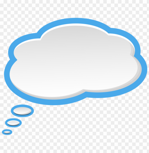 cloud thought bubble thinking speech blue border PNG clipart with transparency
