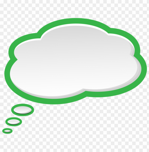 cloud thought bubble thinking speech green border PNG clipart with transparent background