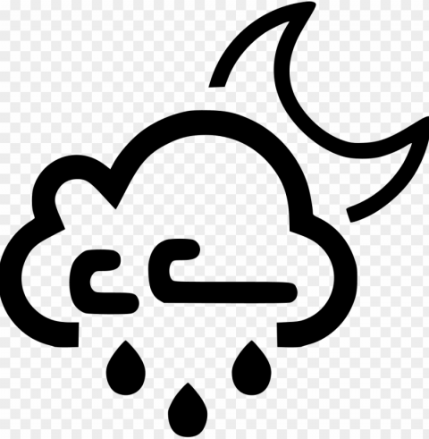 cloud wind windy rain raining moon night svg icon - wind and snow icon HD transparent PNG