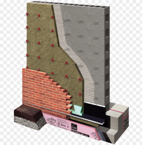 cmu wall masonry veneer mineral wool ci with fluid - continuous insulation brick tie PNG Graphic Isolated on Clear Backdrop