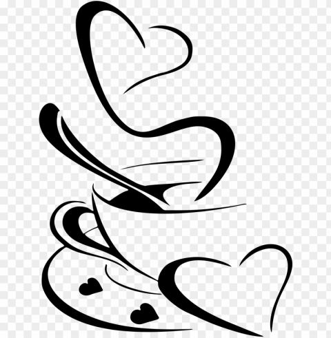 coffee clipart black and white heart - coffee heart PNG for presentations
