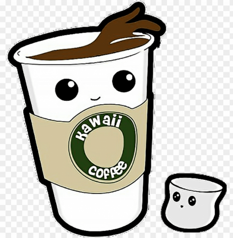 coffee cup marshmallow drink kawaii freetoedit - kawaii coffee Isolated Character in Clear Background PNG