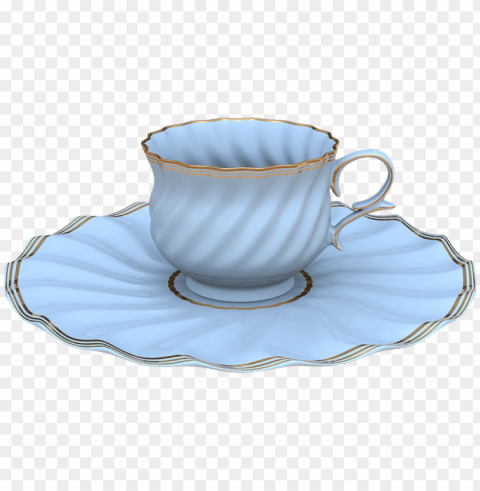coffee cup background - falling gold teacup and saucer background Isolated Item on Transparent PNG Format
