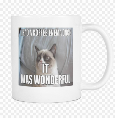 Coffee Enema Cat Meme Double Sided Coffee 11 Ounce - Tard Animals Cats Art Print Mouse Pad Anti-slip Round Isolated Object With Transparency In PNG