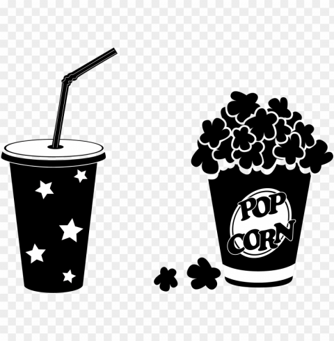 coke vector popcorn - popcorn black and white Transparent Background PNG Isolated Art