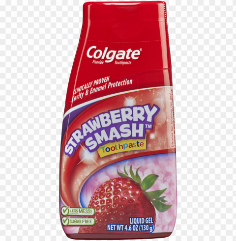 colgate my first baby and toddler fluoride free toothpaste - colgate strawberry smash toothpaste PNG Illustration Isolated on Transparent Backdrop PNG transparent with Clear Background ID cccc25a3