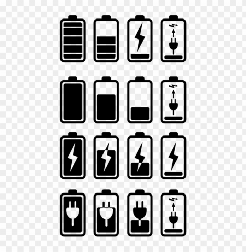 collection of battery black icons PNG download free