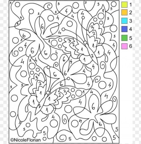 color by number coloring pages for adults Isolated Artwork in Transparent PNG Format