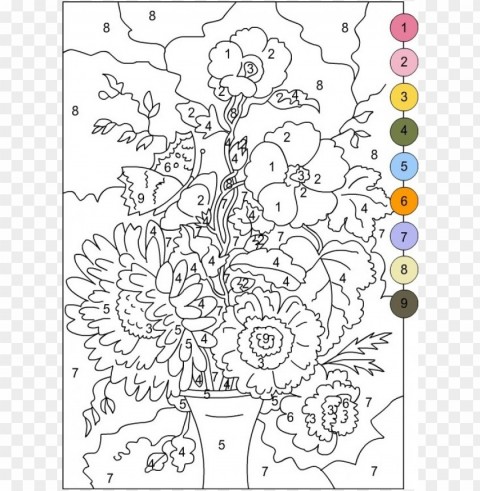 color by number coloring pages for adults Isolated Artwork on Transparent Background PNG