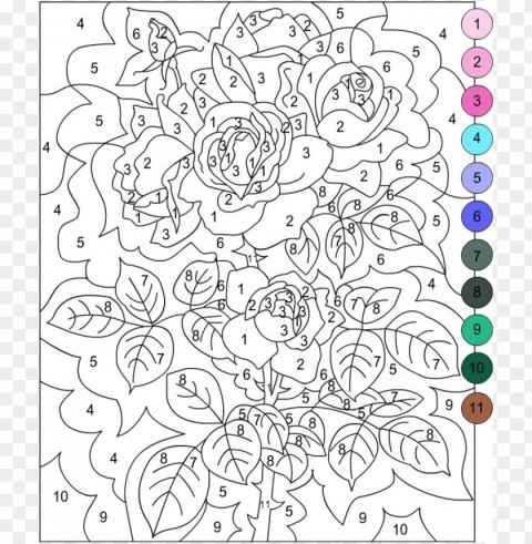 color by number coloring pages for adults Isolated Character on Transparent PNG