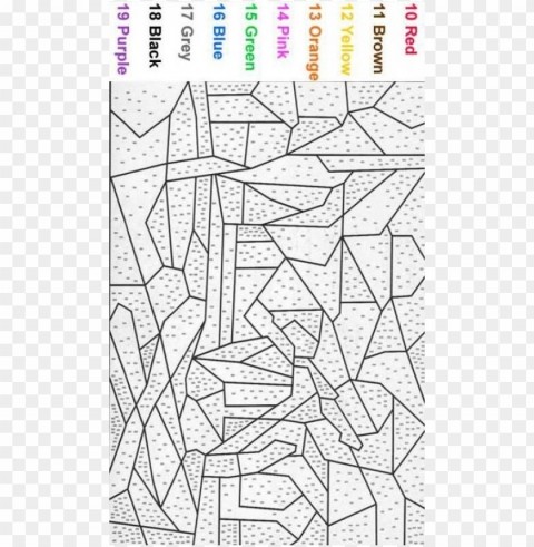 color by number coloring pages for adults Isolated Design Element on Transparent PNG