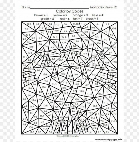 color by number coloring pages for adults Isolated Element in HighQuality PNG