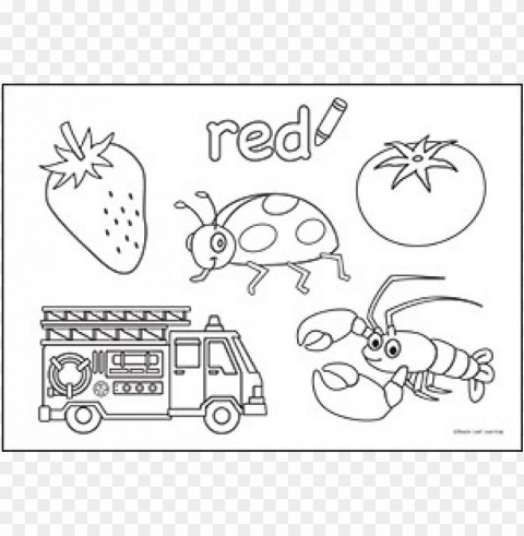 color red coloring sheet Transparent PNG Isolated Illustrative Element