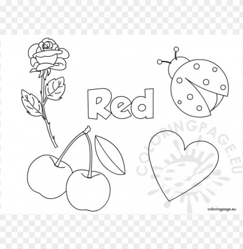 color red coloring sheet Transparent PNG Isolated Item