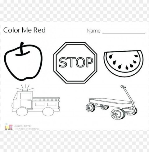 color red coloring sheet Clear Background PNG Isolated Graphic Design