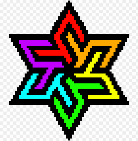 color star - rainbow star pixel art Isolated Design Element in Clear Transparent PNG