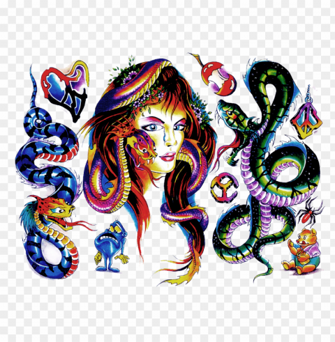 color tattoo snakes clipart woman face PNG files with alpha channel