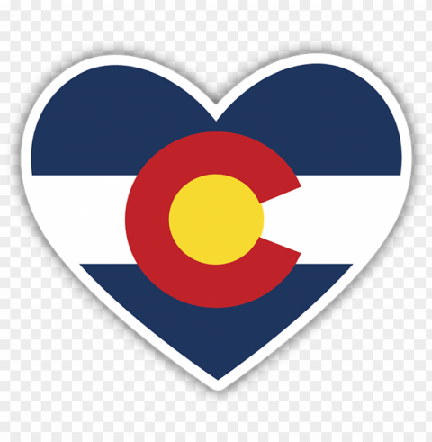 Colorado Flag Heart Sticker - Colorado Fla Alpha Channel Transparent PNG