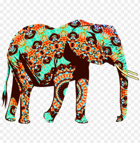 colorful elephant tribal and pop fu shower curtain ClearCut PNG Isolated Graphic