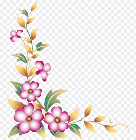 colorful floral corner borders PNG images with alpha background