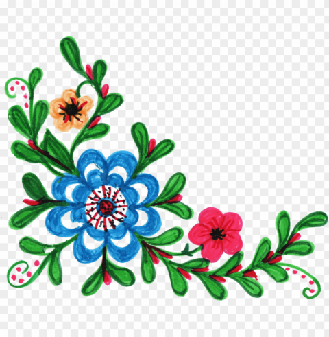 colorful floral corner borders PNG images with clear alpha channel