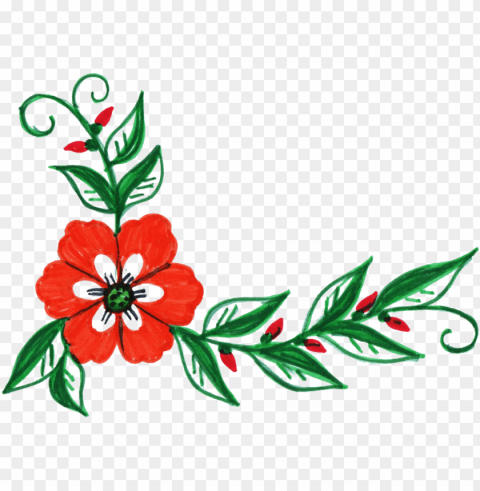 colorful floral corner borders PNG with alpha channel
