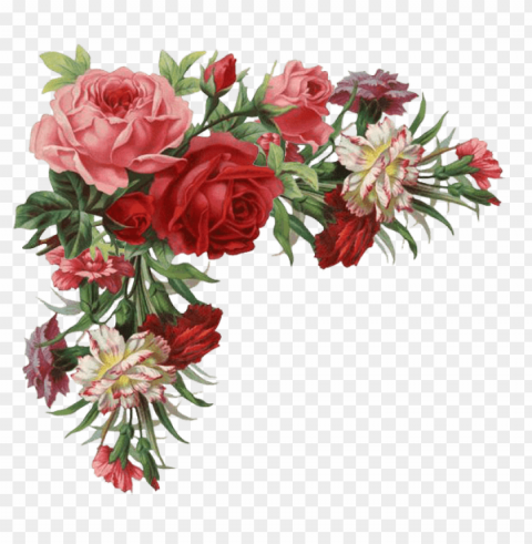 colorful floral corner borders PNG with Clear Isolation on Transparent Background
