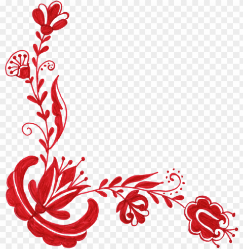colorful floral corner borders PNG with no background for free