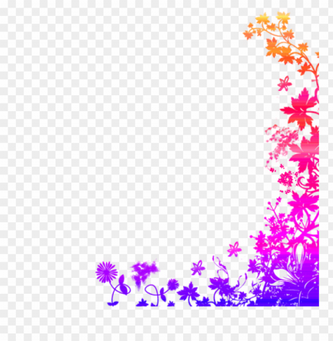 colorful floral corner borders Transparent PNG image
