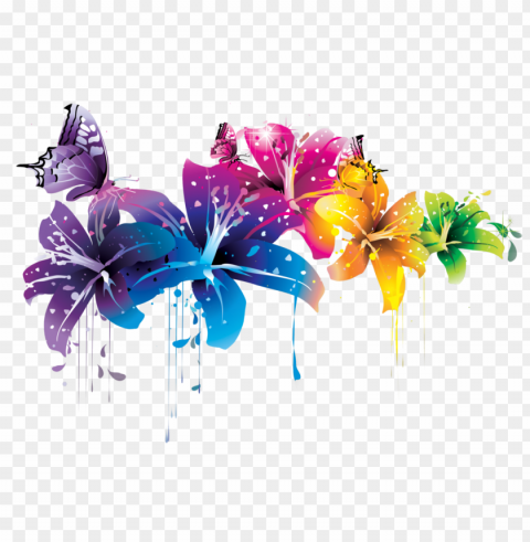 colorful floral design Transparent PNG Image Isolation