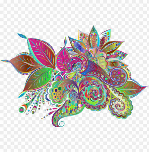 Colorful Floral Design PNG With No Bg