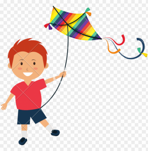 colorful kite flying - dibujos animadas de niña jugando con una cometa PNG clear background