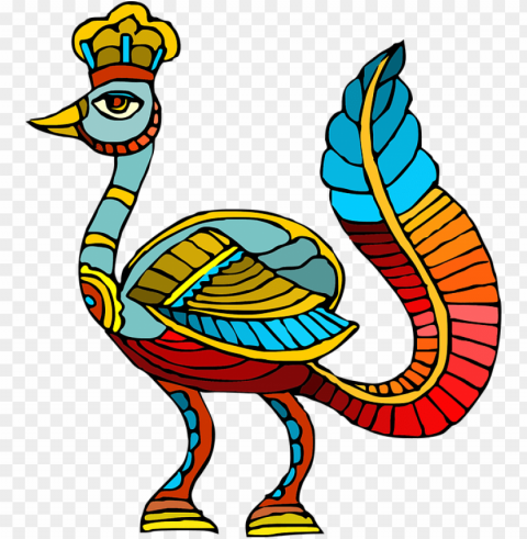 colorful mythological peacock colorful mythological Isolated Character in Transparent PNG Format