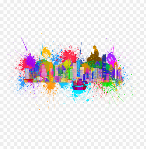 colorful paint splatters PNG Graphic Isolated on Clear Background Detail