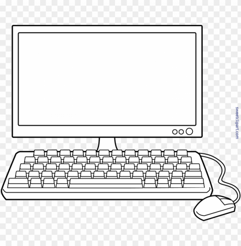coloring clipart computer - black and white computer clip art PNG Isolated Illustration with Clear Background