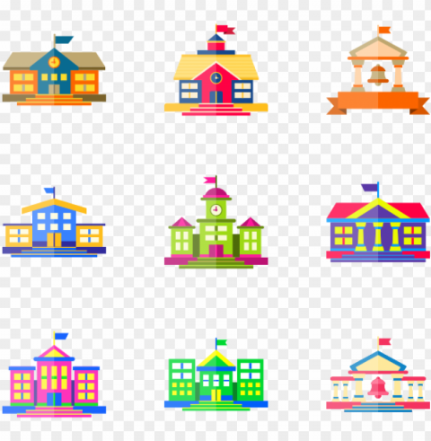 coloured buildings Isolated Subject with Clear Transparent PNG
