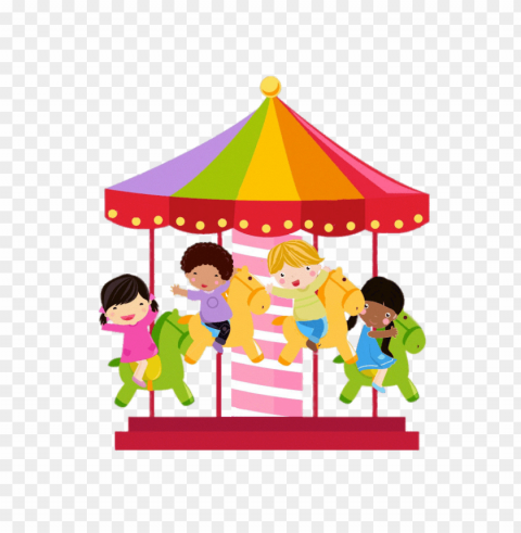 colourful merry go round illustration PNG Image with Isolated Transparency