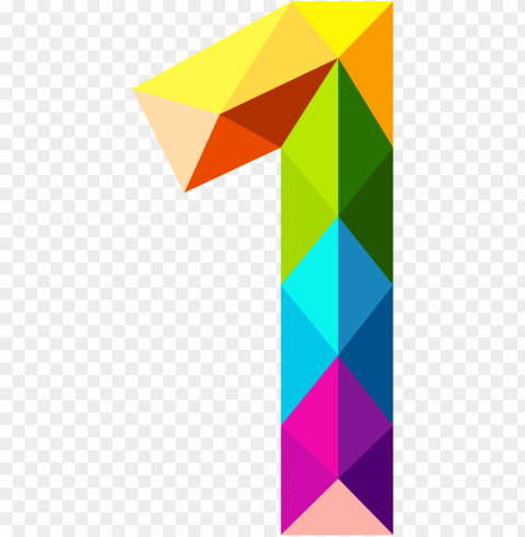 colourful triangles number one clipart - colourful number one Isolated PNG Image with Transparent Background