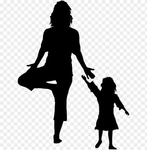come yoga play with your young one 1 child per adult - family yoga silhouette Isolated Subject in Transparent PNG Format