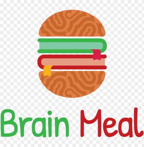 comic logo featuring a brain and between two books - dessert PNG Isolated Object on Clear Background