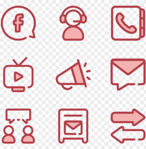 communication 50 icons - pink vector icons Isolated Object in HighQuality Transparent PNG