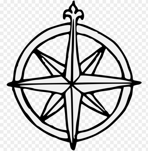 Compass Rose - Line Transparent Background PNG Isolated Art