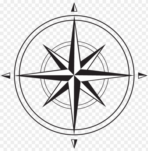 Compass Rose Sm - Compass Clipart Black And White PNG With No Background Required